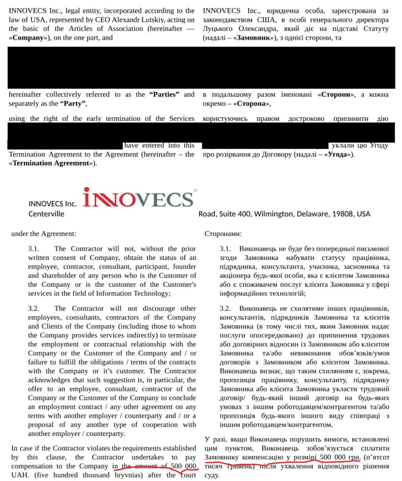 Innovecs договор